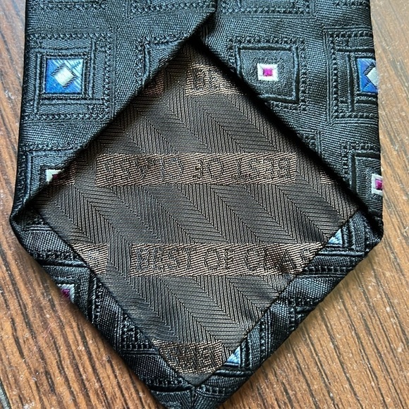 Robert Talbott Black Multi Color Squared Silk Tie. - Picture 4 of 5